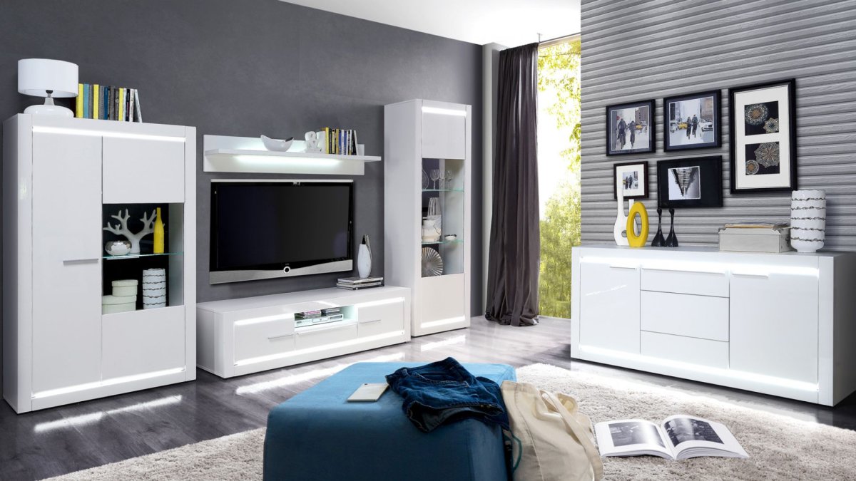 БРИМНЭС шкаф для ТВ, комбинация, белый, 258x41x190 см