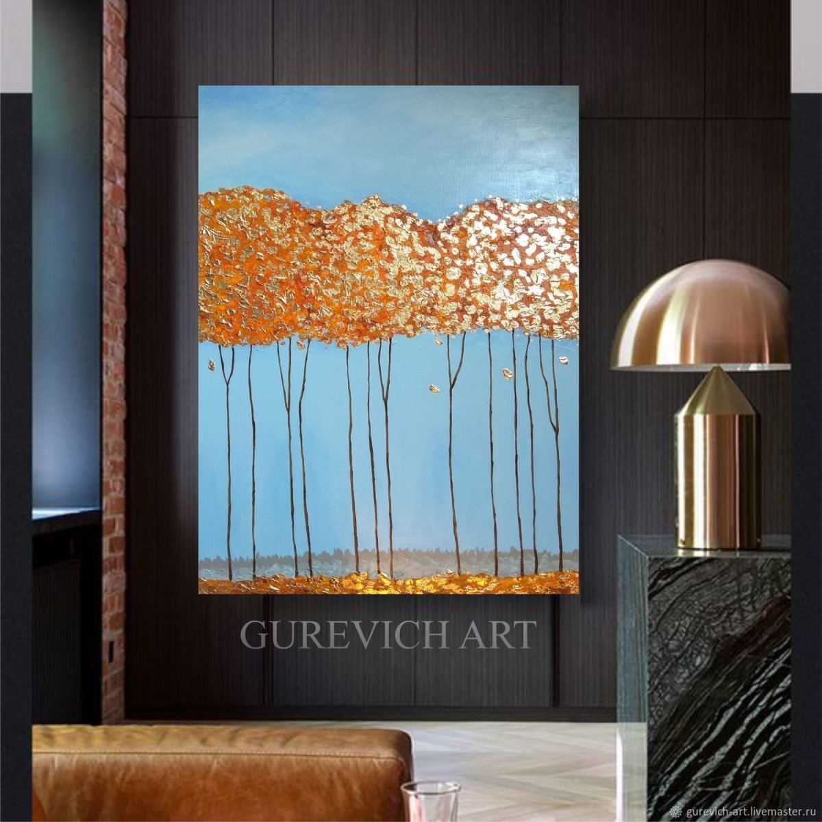 Картина современная абстракция с золотом