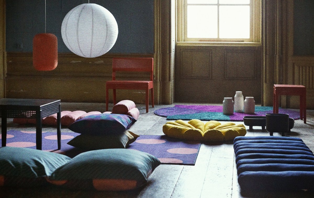 Напольные подушки в интерьере
