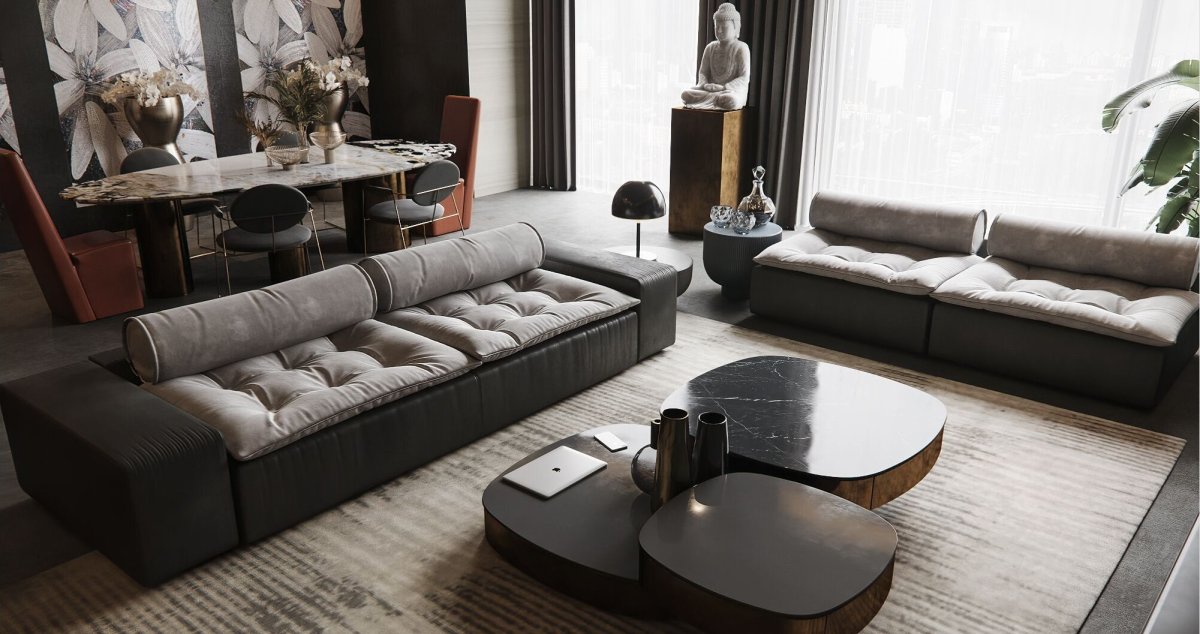 Полукруглый диван для гостиной Минимализм