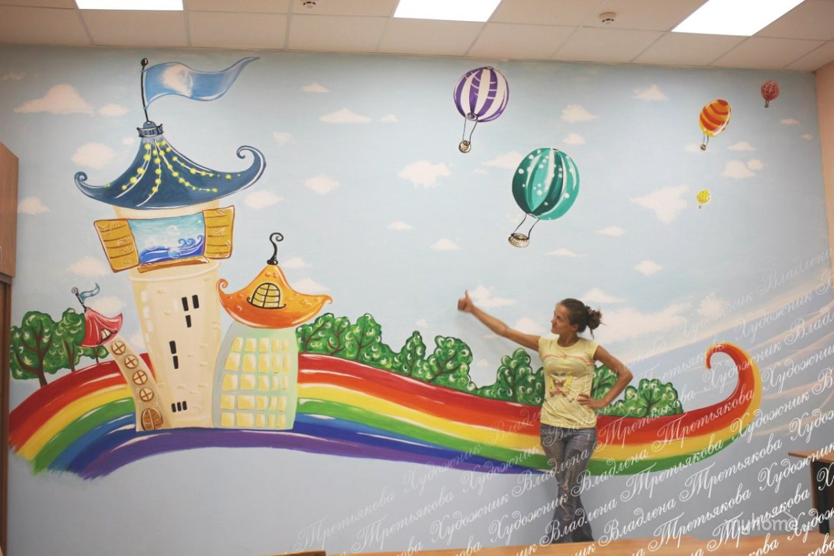 Роспись стен в детском саду Радуга