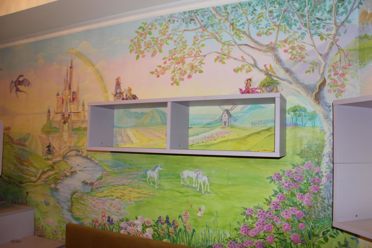 Рисунки на стенах в школе