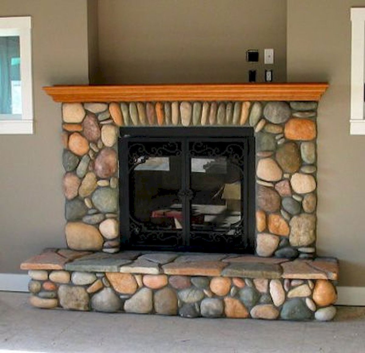Large Stone Fireplace Makeover