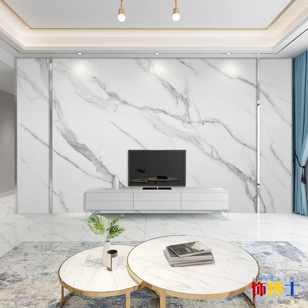 Мраморная стена в гостиной