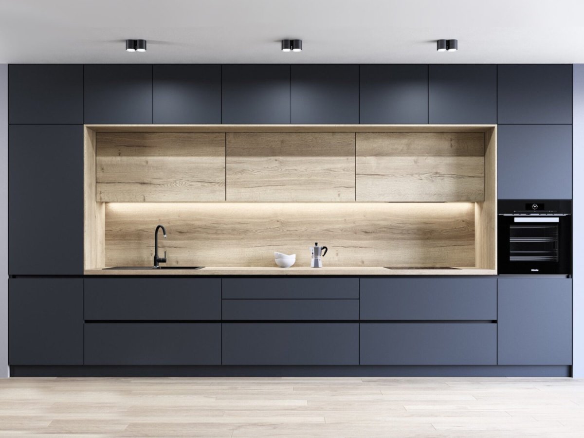 Кухня классика синяя прямая