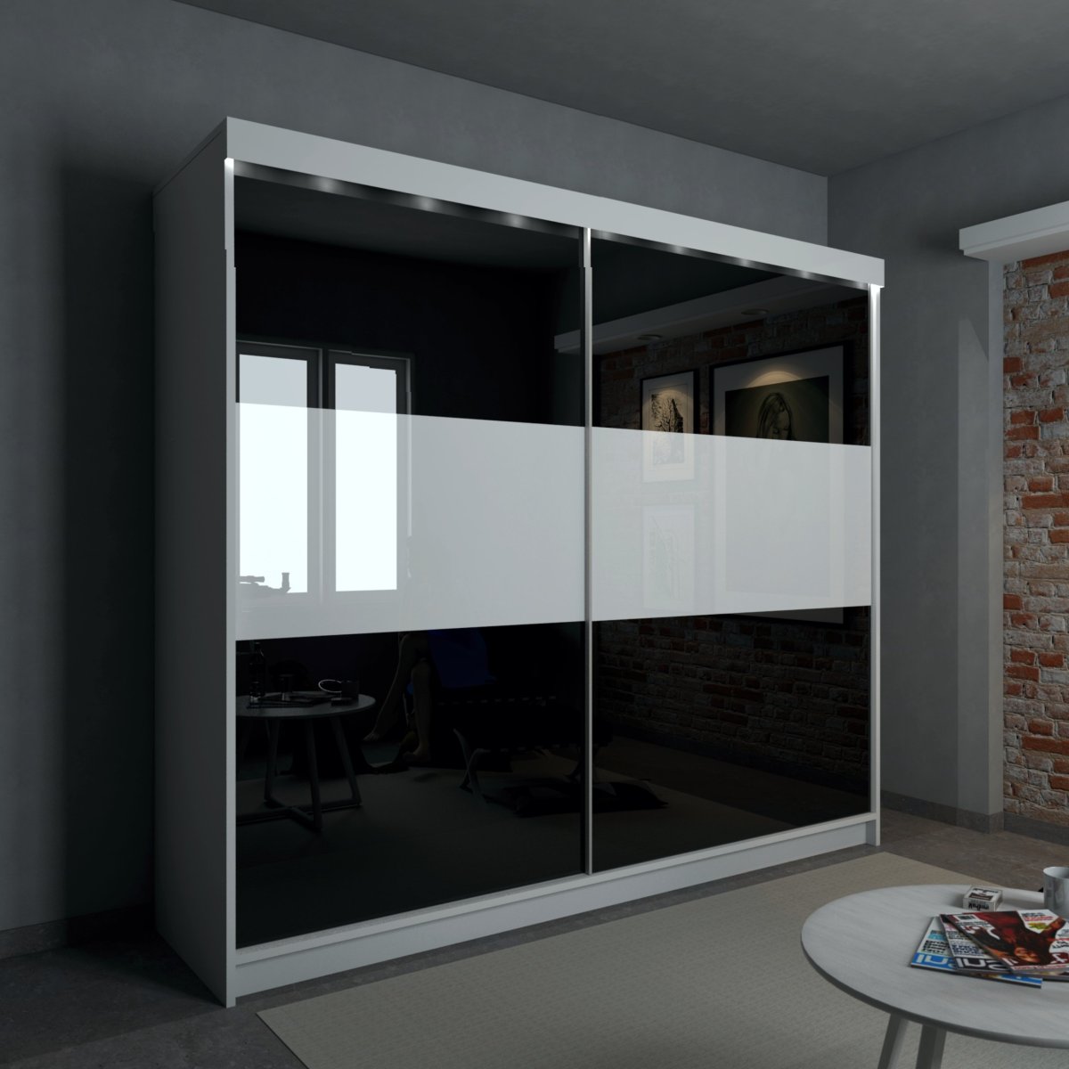 Белый шкаф лакобель с белым профилем