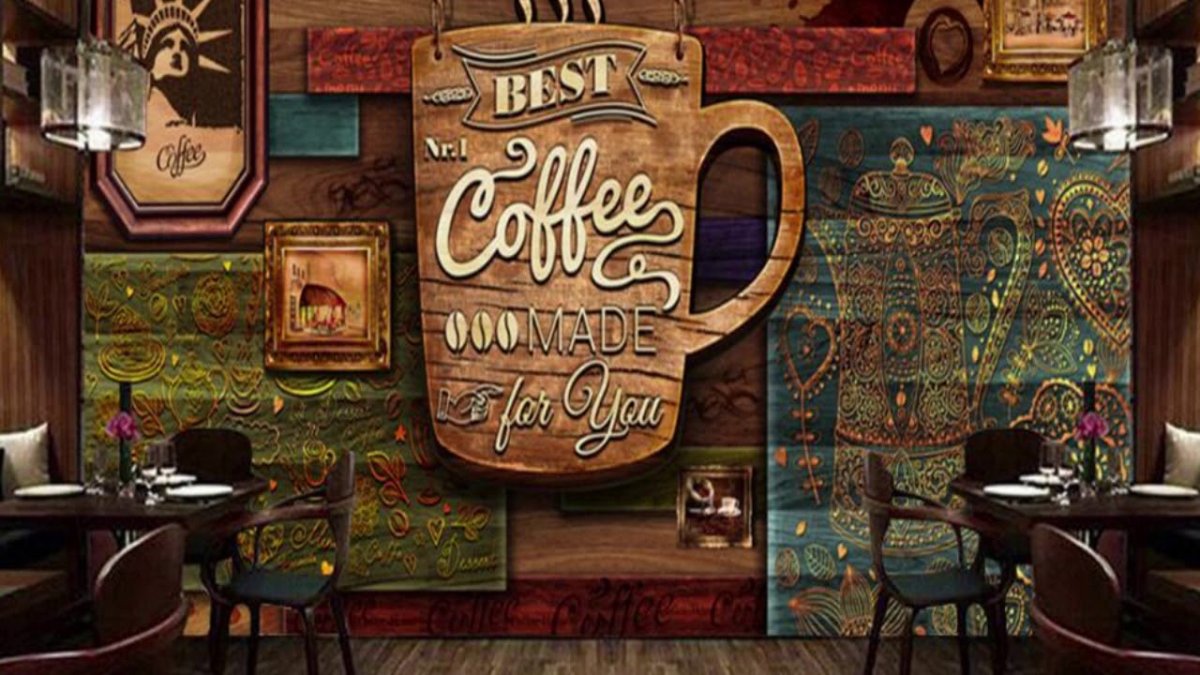 Декор стен в кофейне