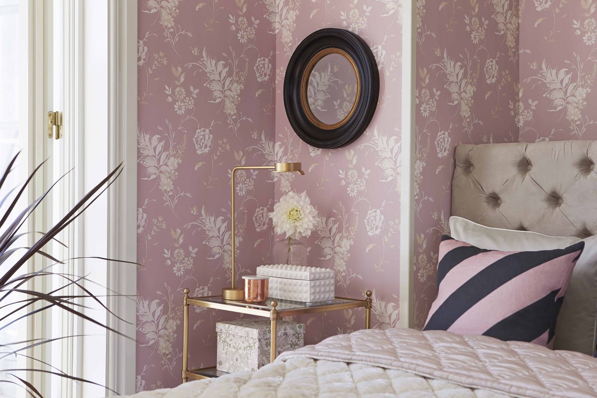 Пыльно розовые обои
