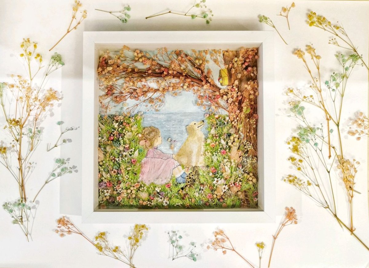 Сухоцветы в рамке на стену
