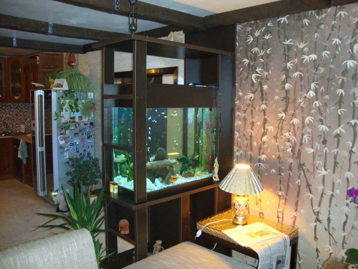 Встроенные аквариумы в интерьере