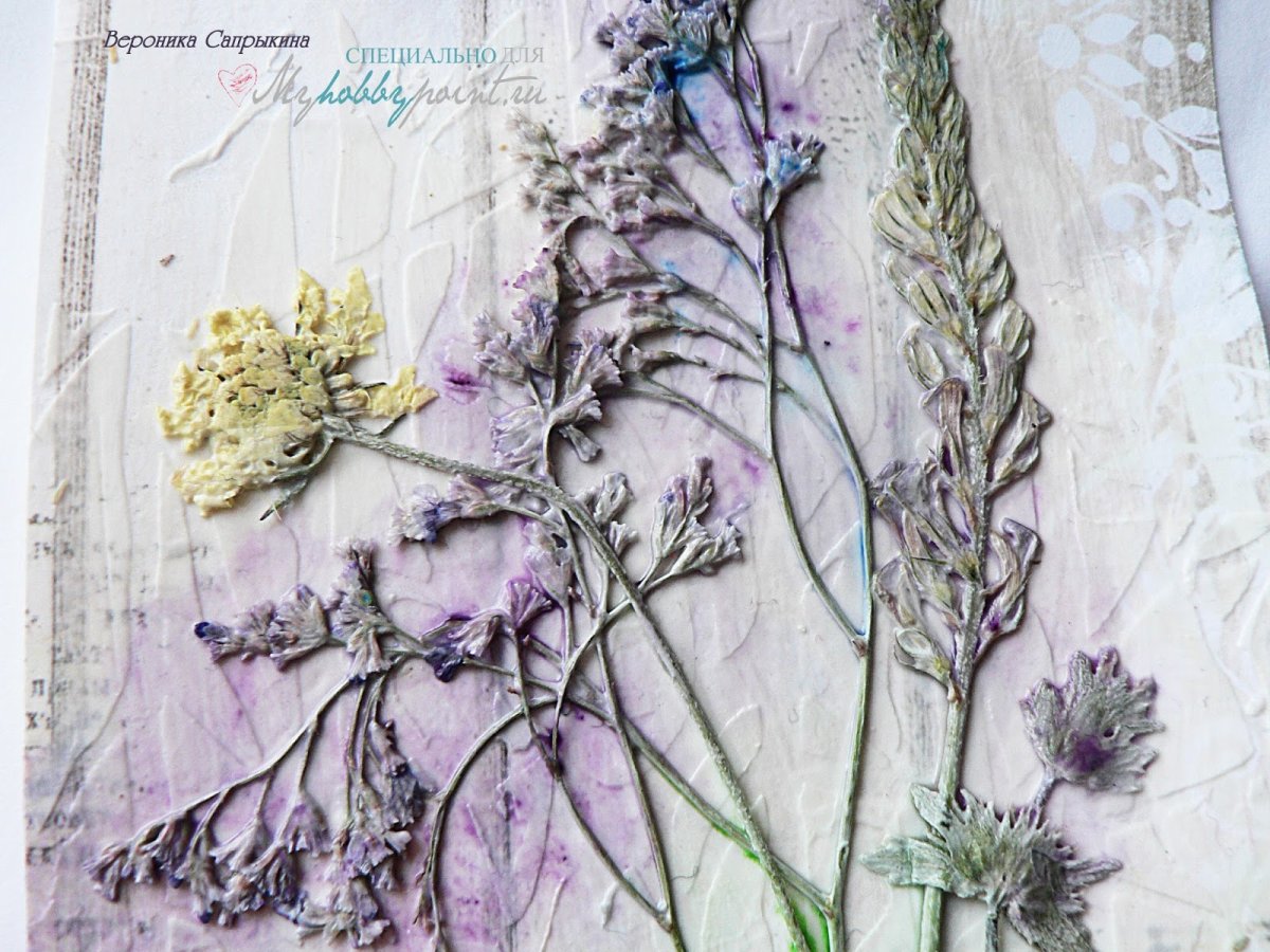 Панно из сухоцветов под стеклом