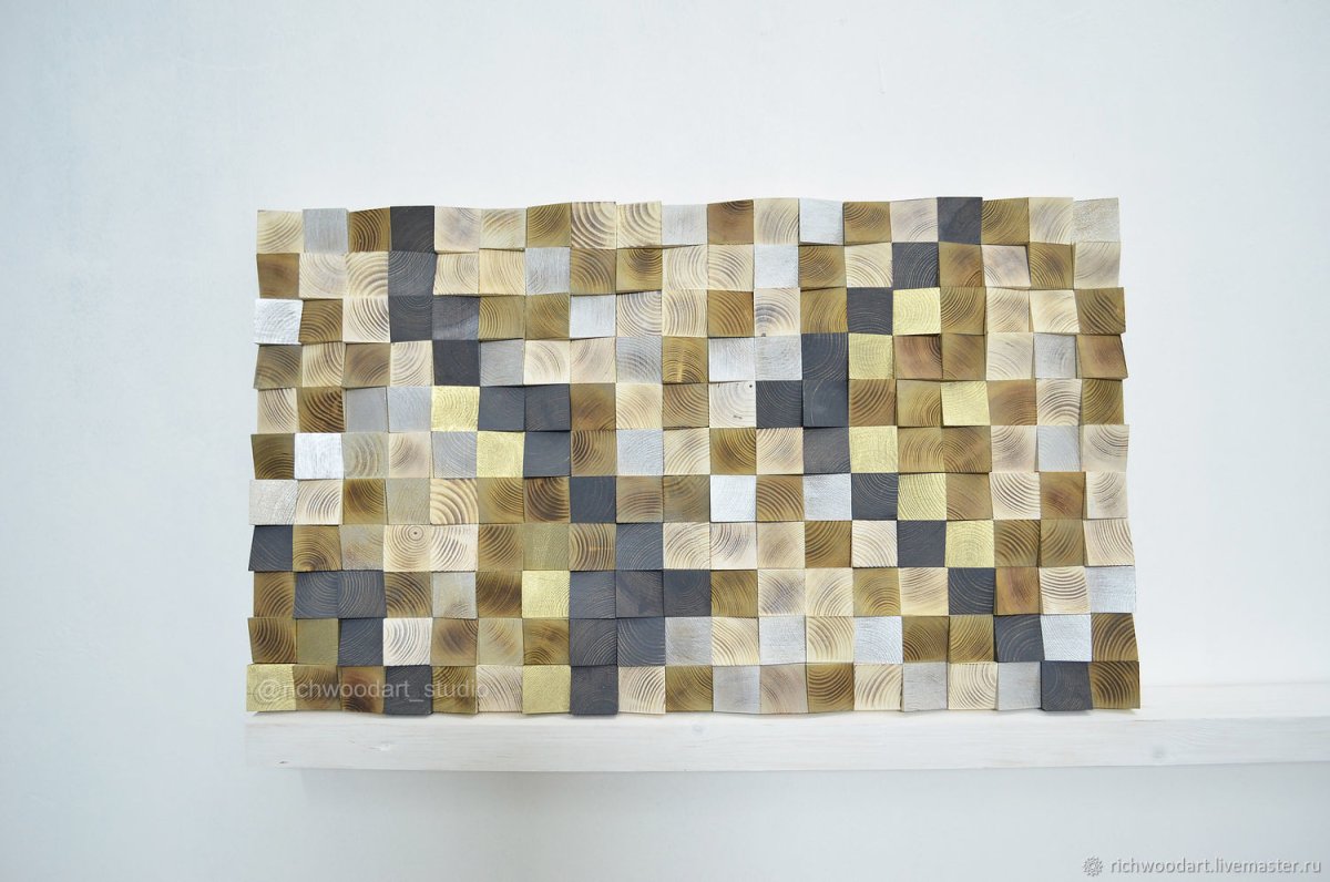 Панно из деревянных кубиков на стену