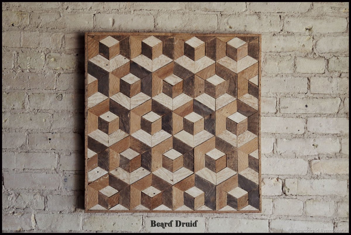 Панно из деревянных кубиков