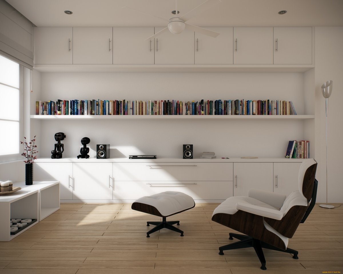 Рабочий стол кабинет с полками