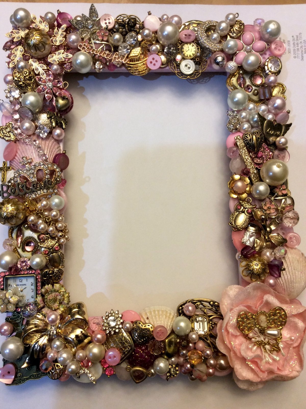 Фоторамка с цветами из полимерной глины