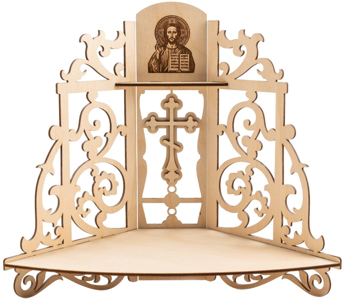 Полка под иконы угловая из дерева