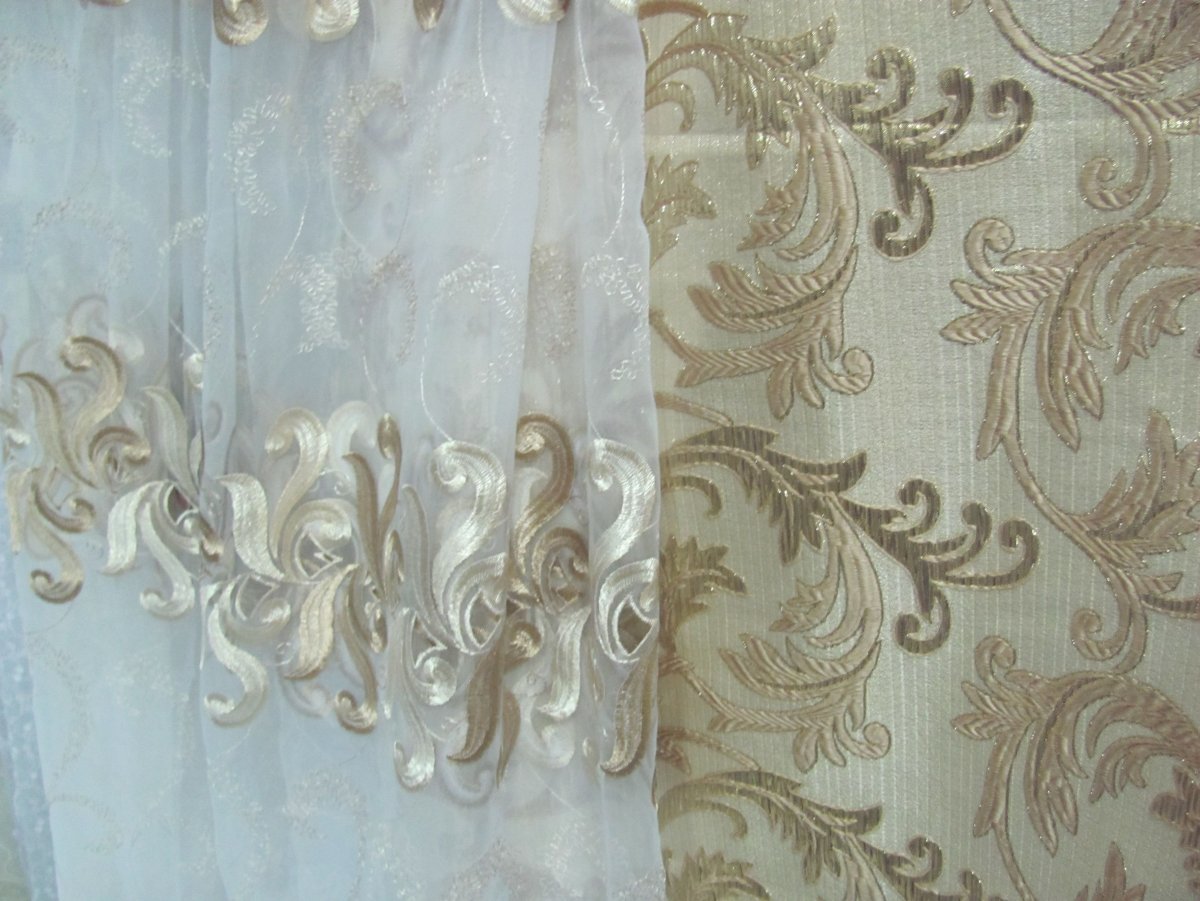 Штора кружевная шампань