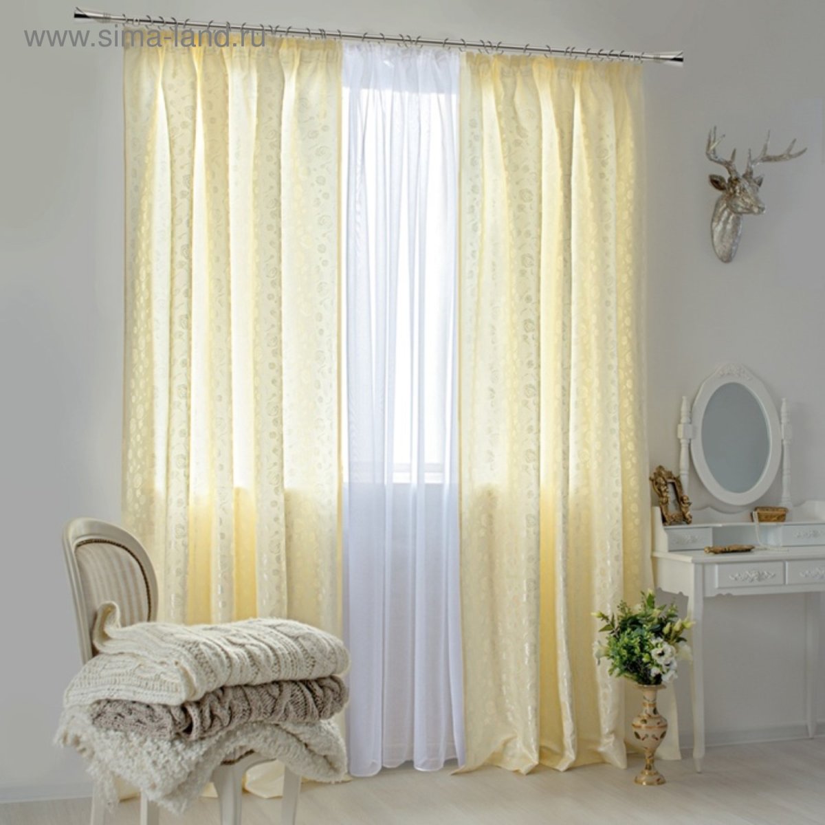 Тюль с вышивкой в интерьере