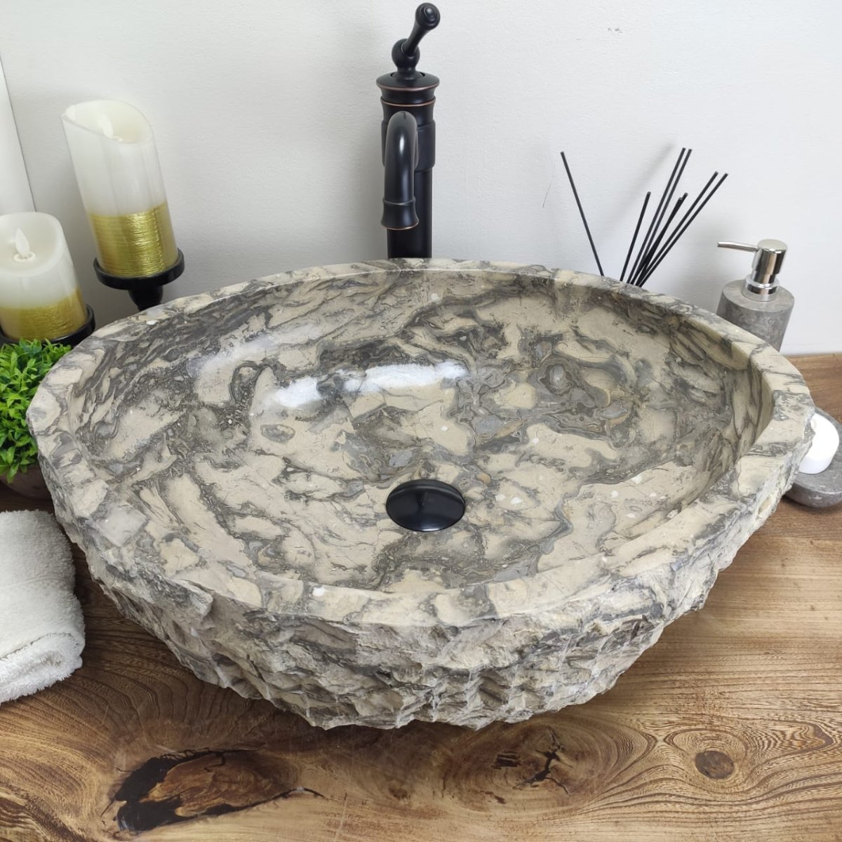 Раковина 45 см natural Stone Bowl Doreng