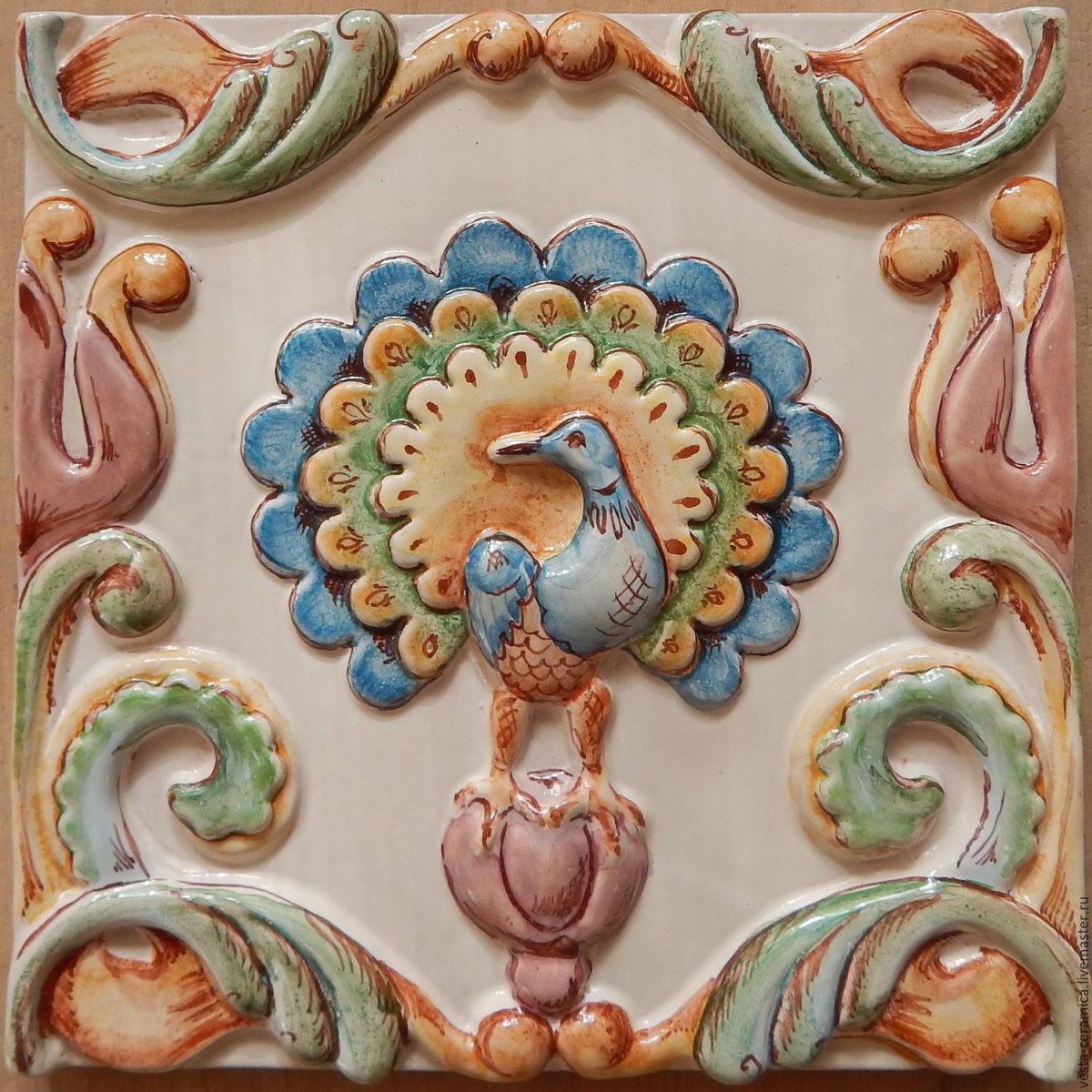 Панно цветы из глины