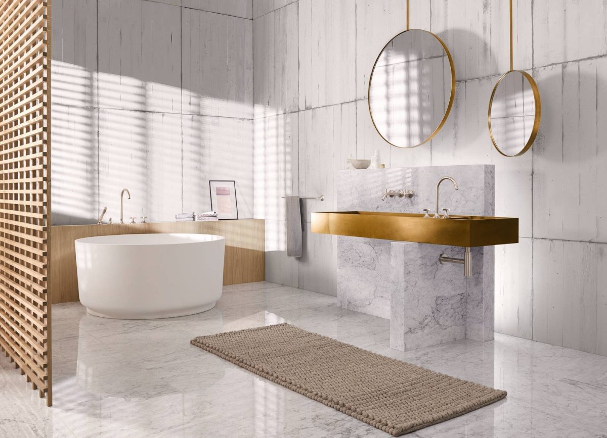 Мрамор в интерьере кухни