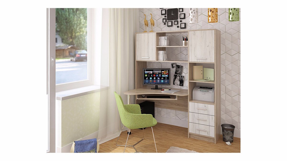 Угловой компьютерный стол для двоих детей