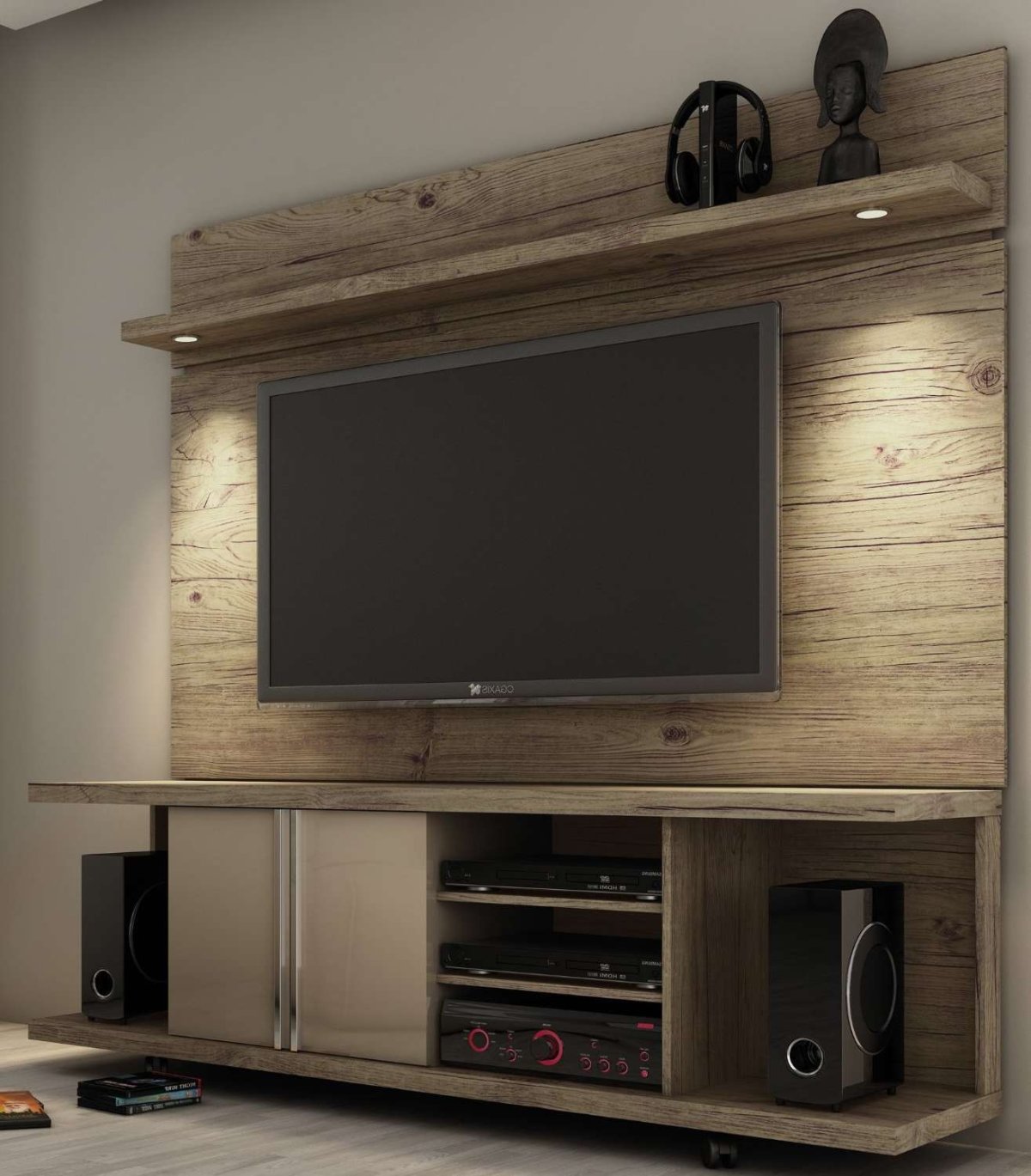 Деревянная полка для телевизора