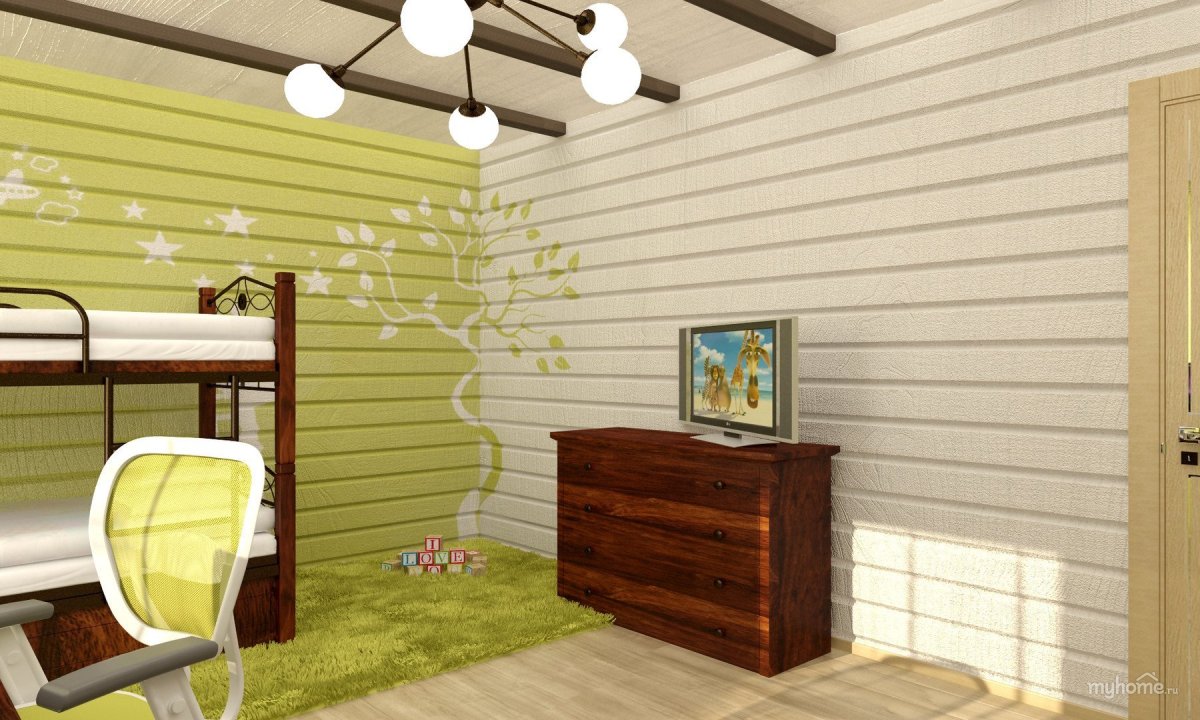 Имитация бруса в детской комнате