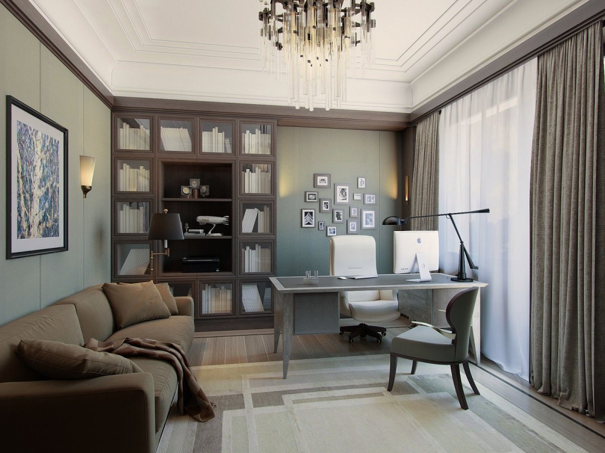 Интерьер кабинета в американском стиле