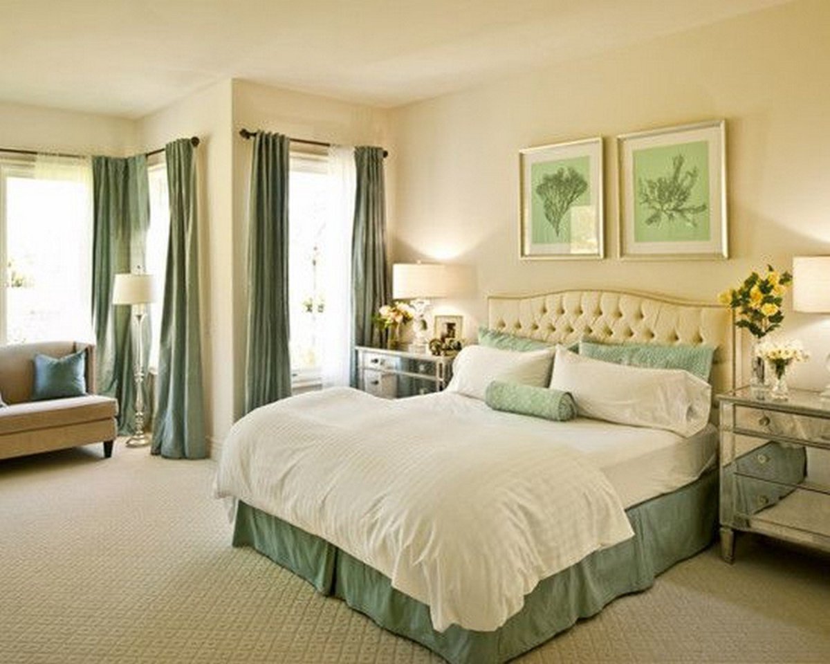 Спальня в бежево оливковом цвете