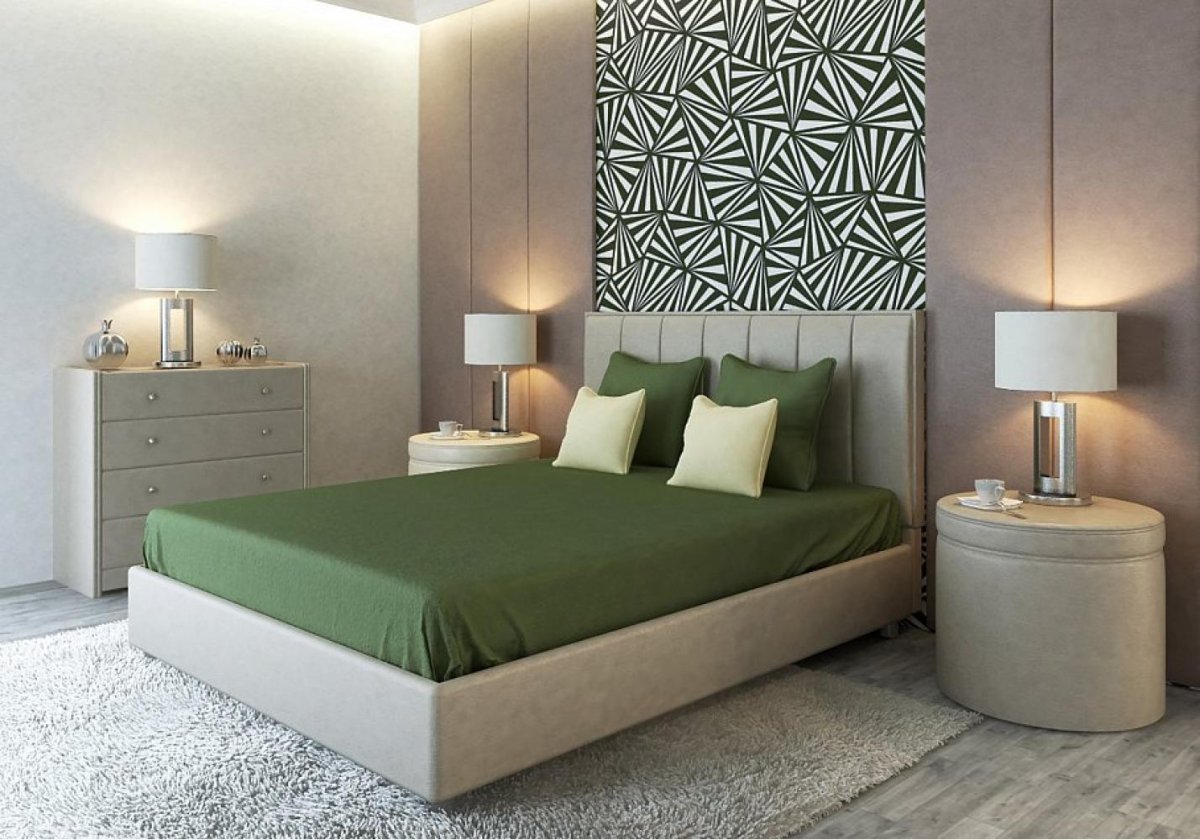 Кровать с мягким изголовьем