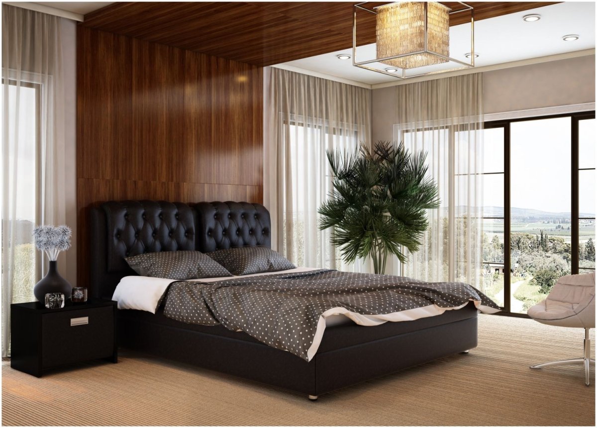 Кровать тканевая обивка