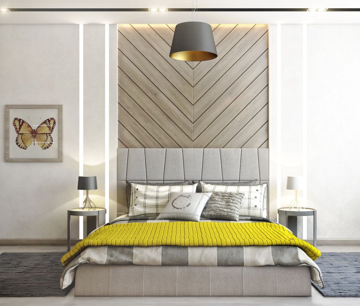 Мягкие панели в изголовье кровати