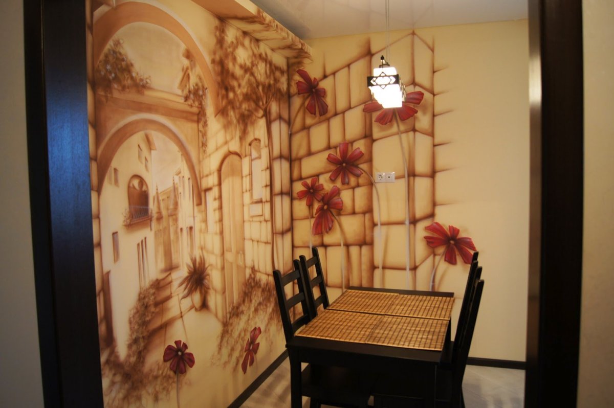 Роспись стен в коттедже