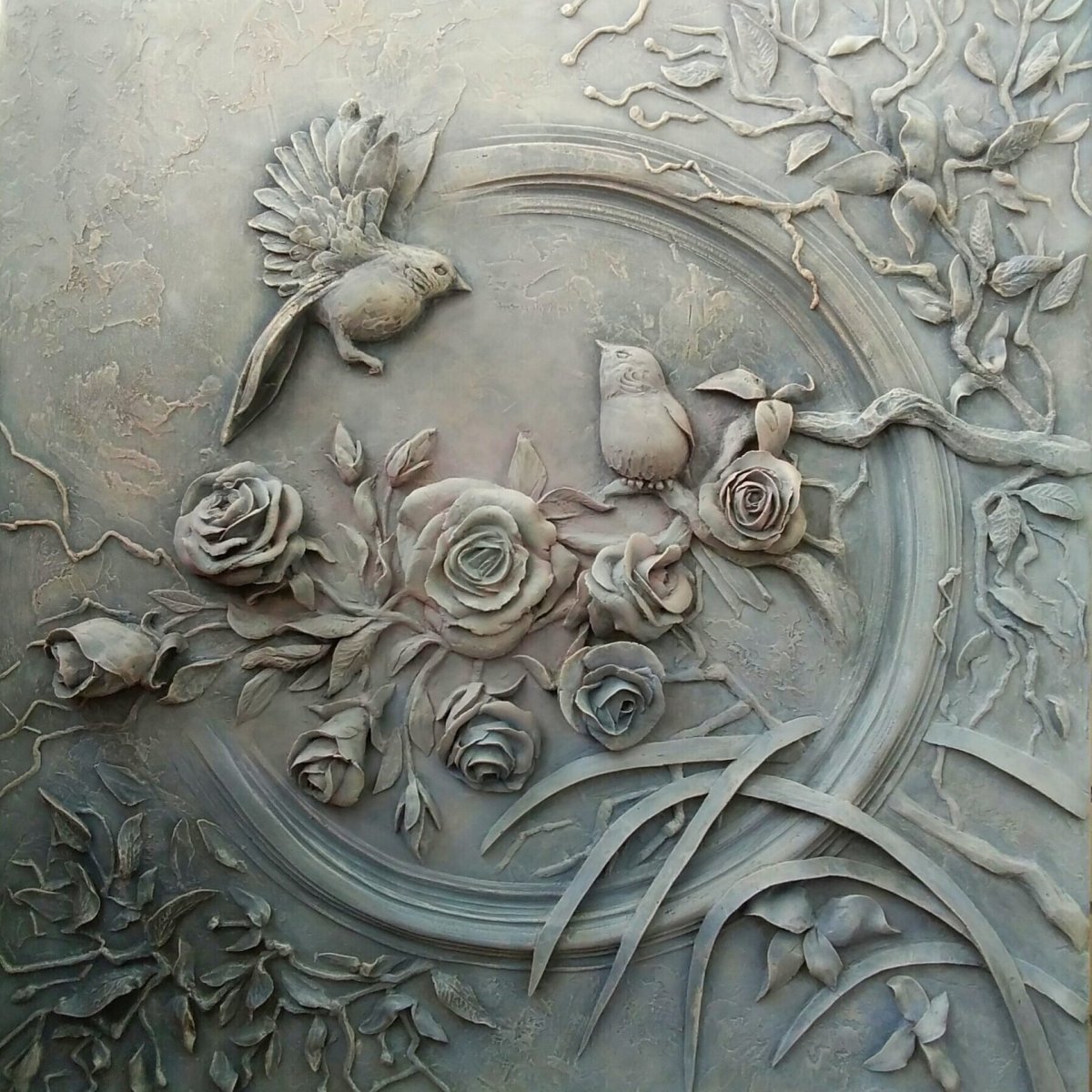 Расписной гипсовый барельеф 0206