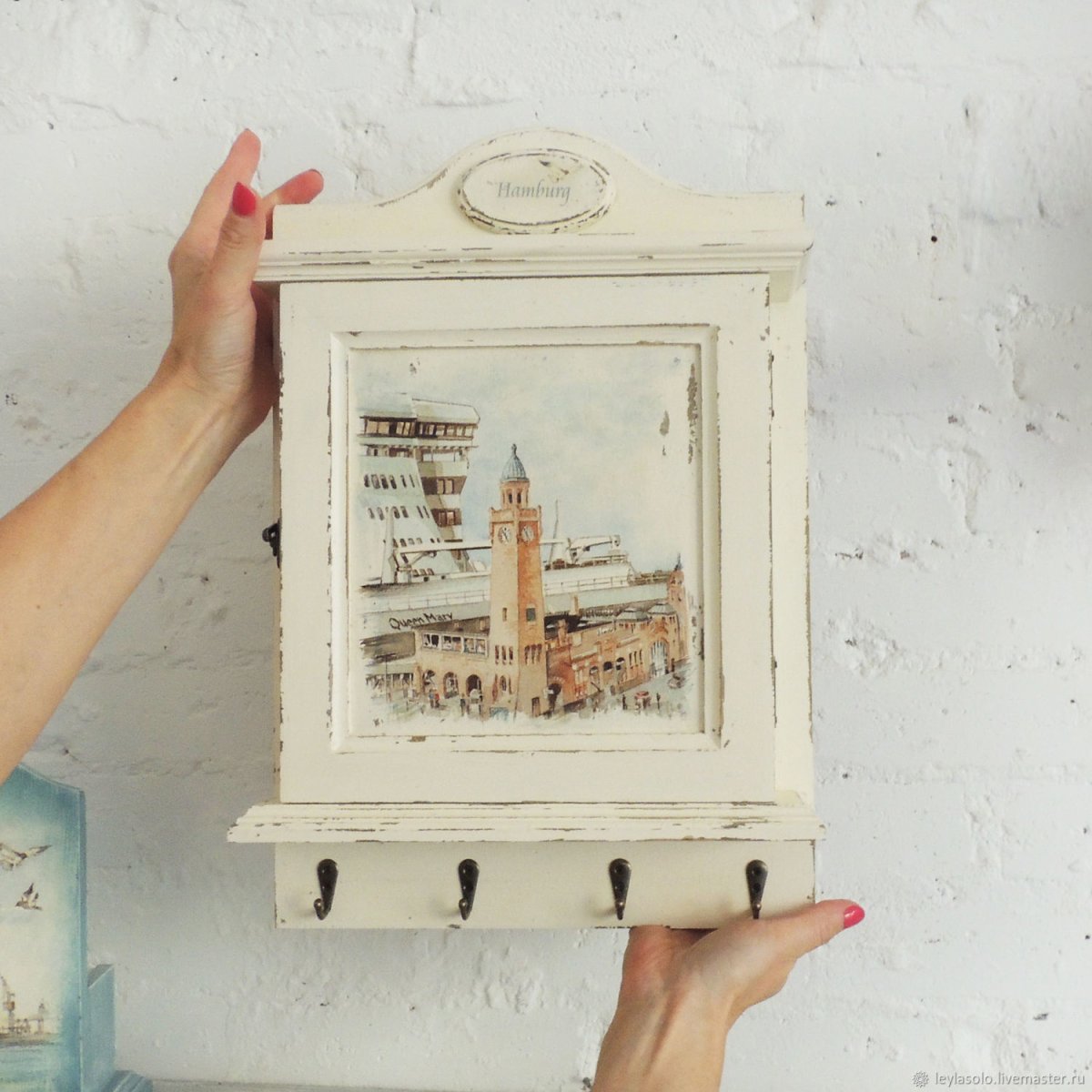 Декупаж вешалки ключницы