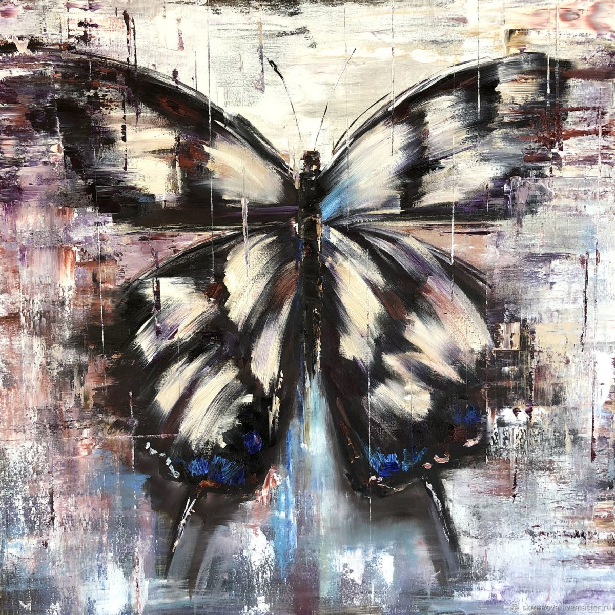 Бабочки маслом на холсте
