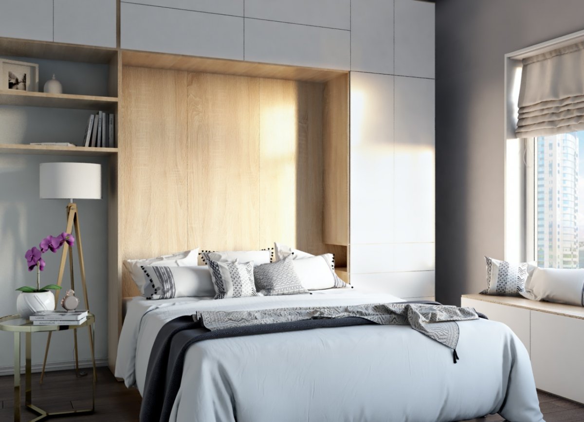 Спальня встроенная кровать икеа