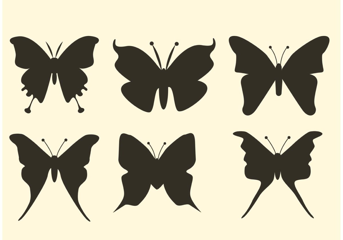 Силуэты бабочек с изящными крыльями