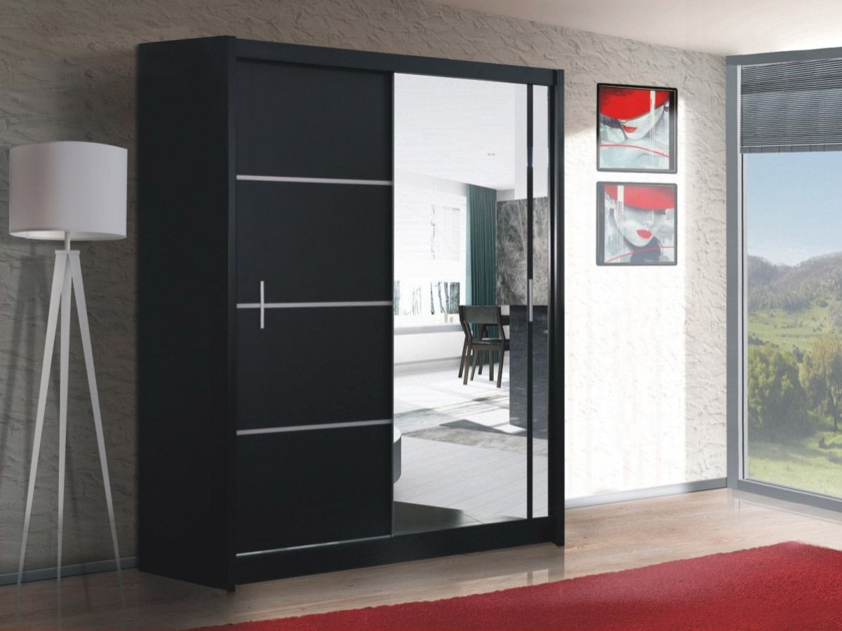 Шкаф Бруно с черным глянцем