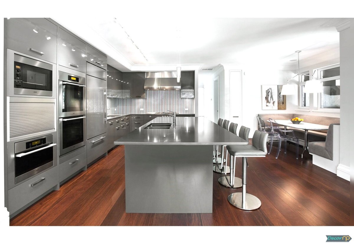 Интерьер кухни в серебристых тонах