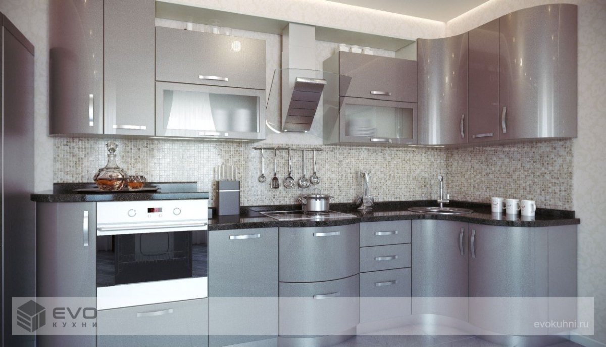 Кухонный гарнитур цвета металлик
