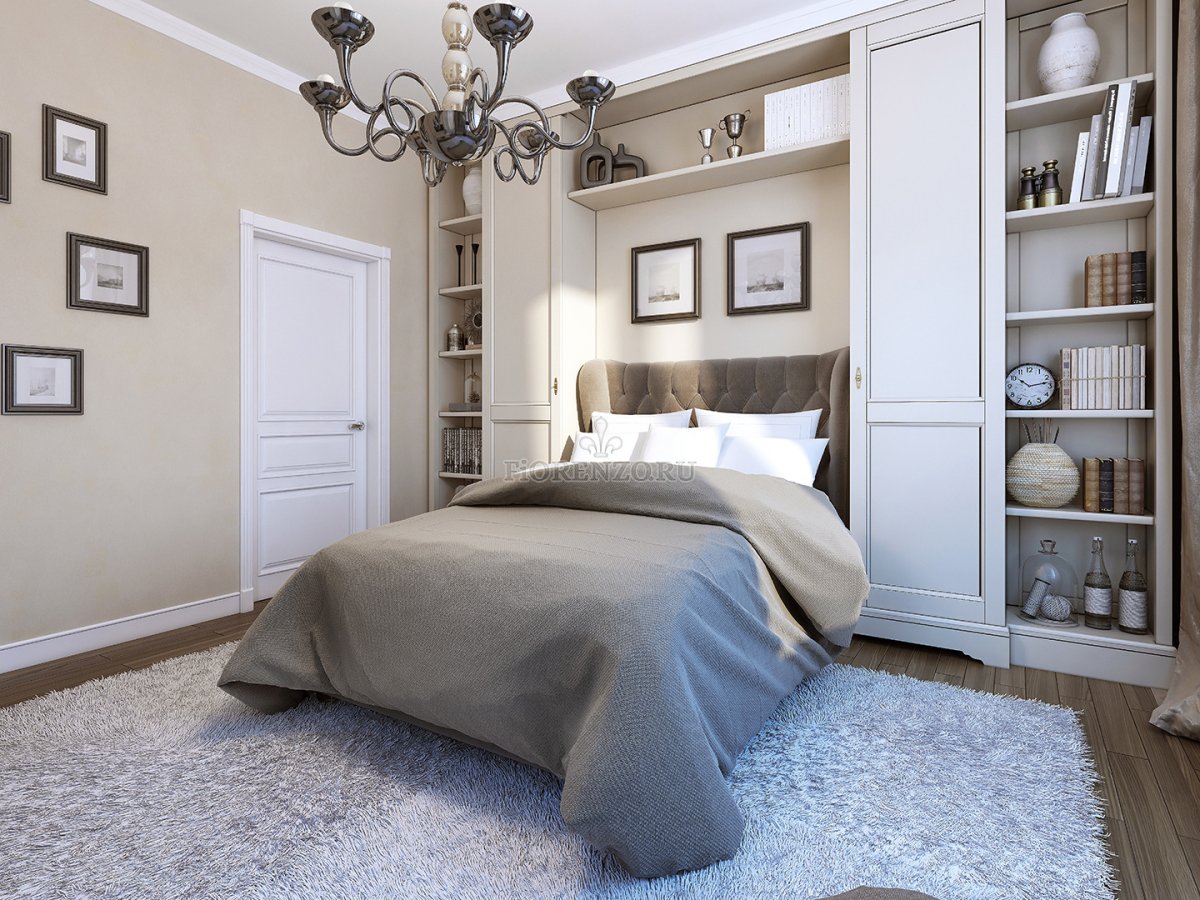 Шкафы в изголовье кровати в спальне