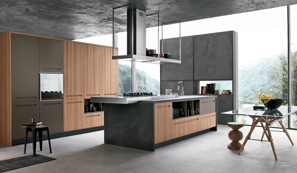 Кухня гостиная цвет графит