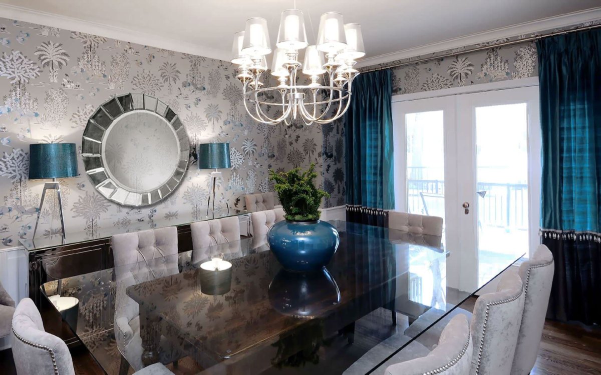 Серебряные обои в интерьере