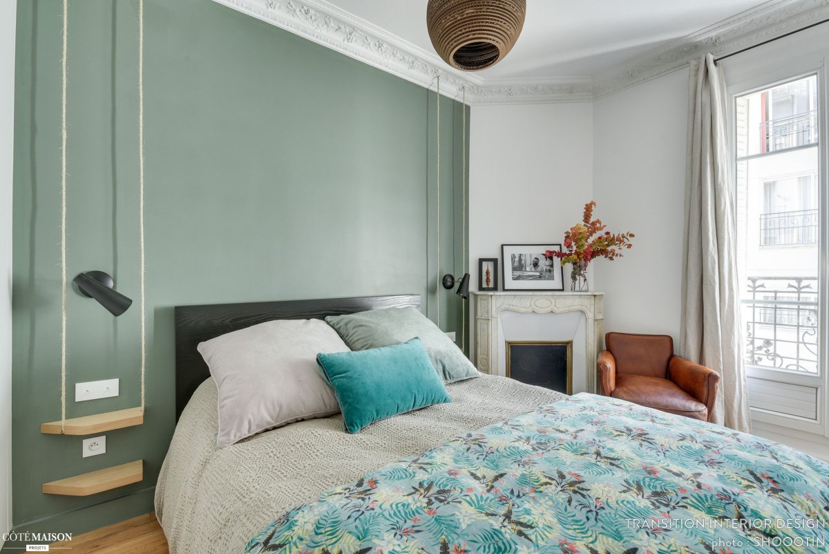 Красивые спальни в мятном цвете