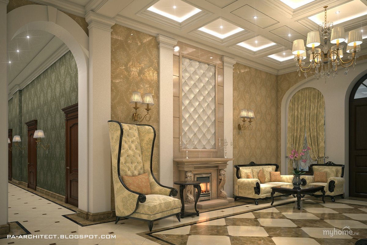 Холл гостиницы в неоклассическом стиле