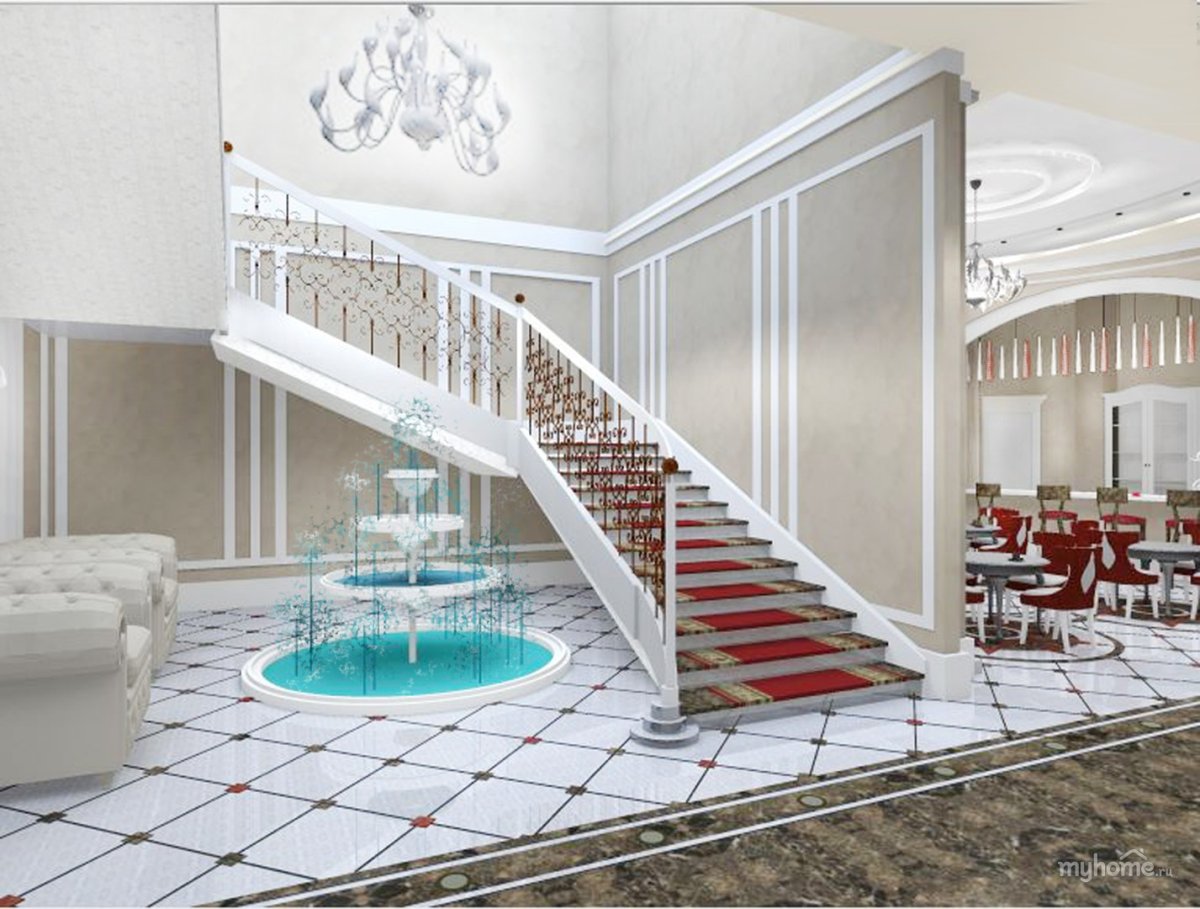 Вестибюль с лестницей отель