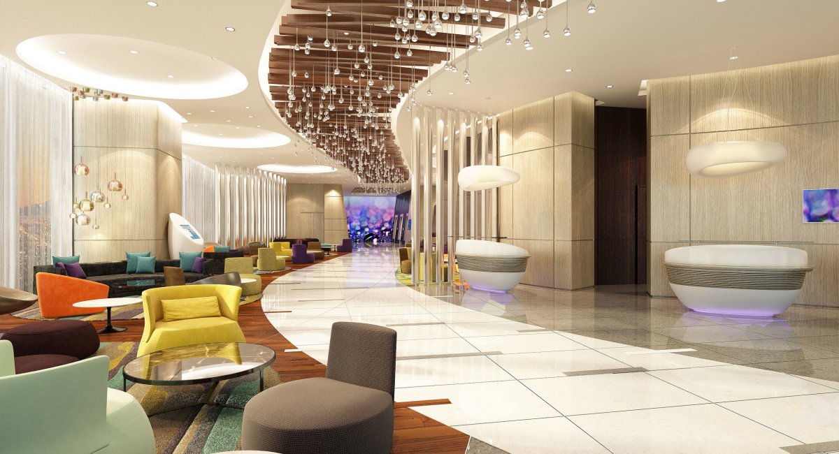 Бежевый интерьер Холл отеля
