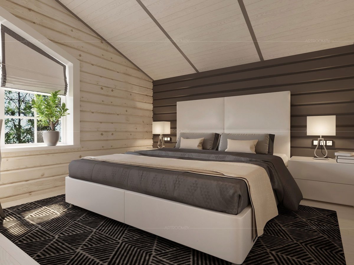 Имитация бруса в интерьере мансарды